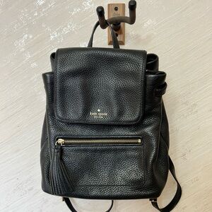 Kate Spade Black Pebbled Leather Backpack